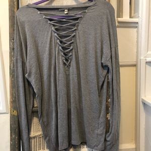 Lace tie Long Sleeve Top